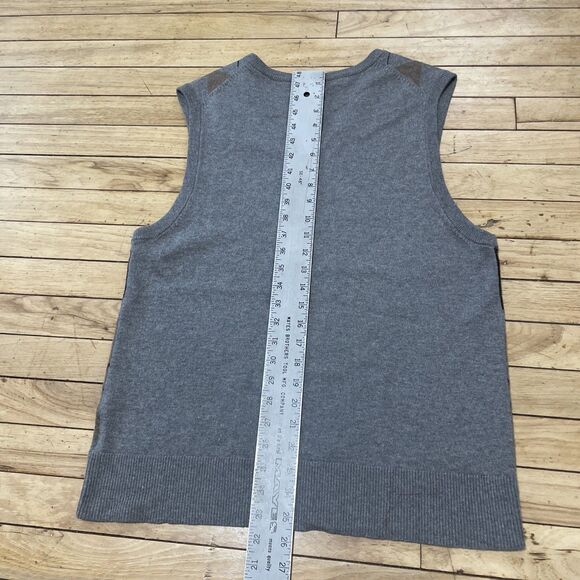 GAP Argyle Sweater Vest Wool Blend Men S Gray Brown Knit V Neck Pullover S 38" - Picture 8 of 16
